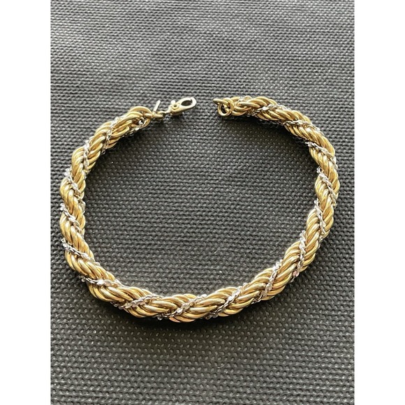Estate Jewelry - Vintage signed Monet gold tone twisted chain bracelet two tone estate jewelry